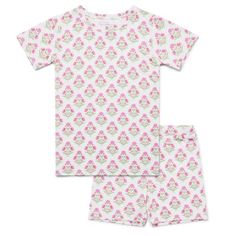 Комплект пижамы Posy Pink Floral Clusters Motette, Pink Floral Clusters With Leaves