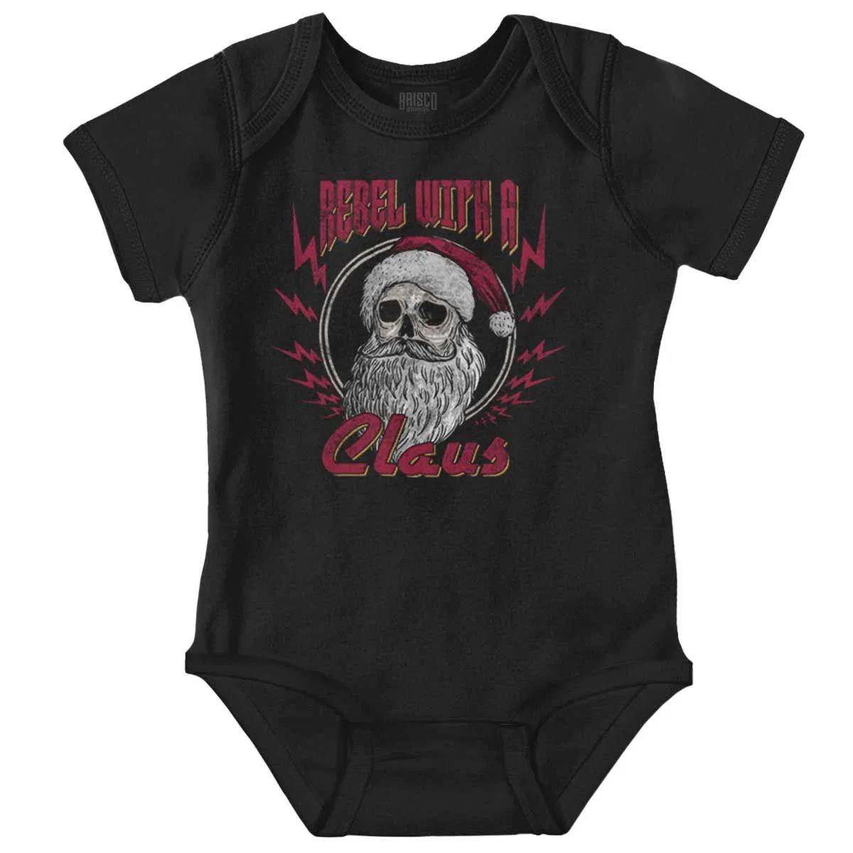 Детский боди-комбинезон с принтом Christmas Santa Rebel With A Claus Brisco Brands, Black