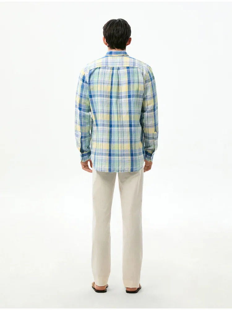 Рубашка длинным рукавом хлопково-льняная Regular Fit TOMMY HILFIGER, Green — фото 3