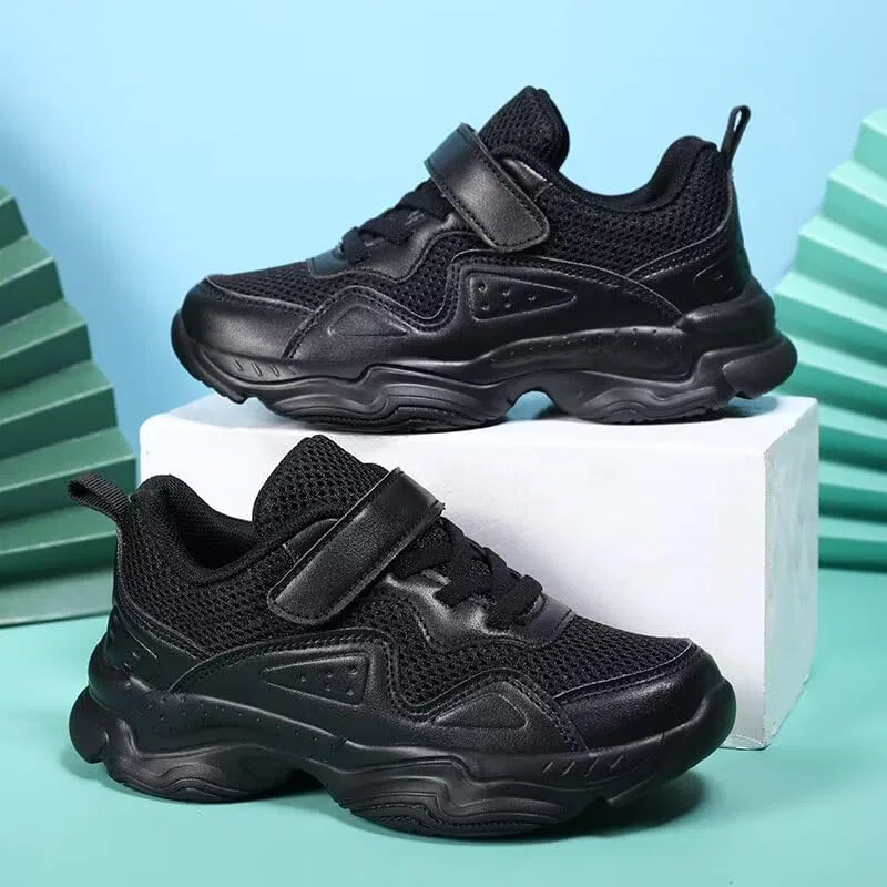 Детские кроссовки из экокожи с принтом для мальчиков и девочек Zonkacen, Mesh Black — фото 3