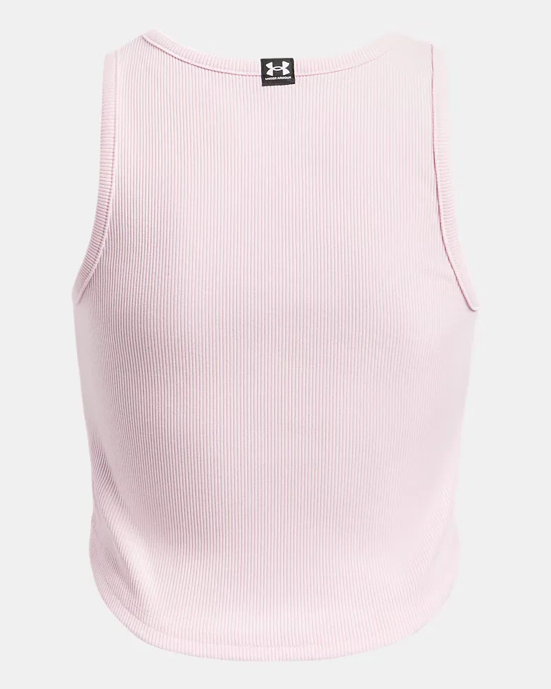 Майка детская с рубчатой эластичной тканью Rival Rib UnderArmour, Prime Pink/White — фото 2