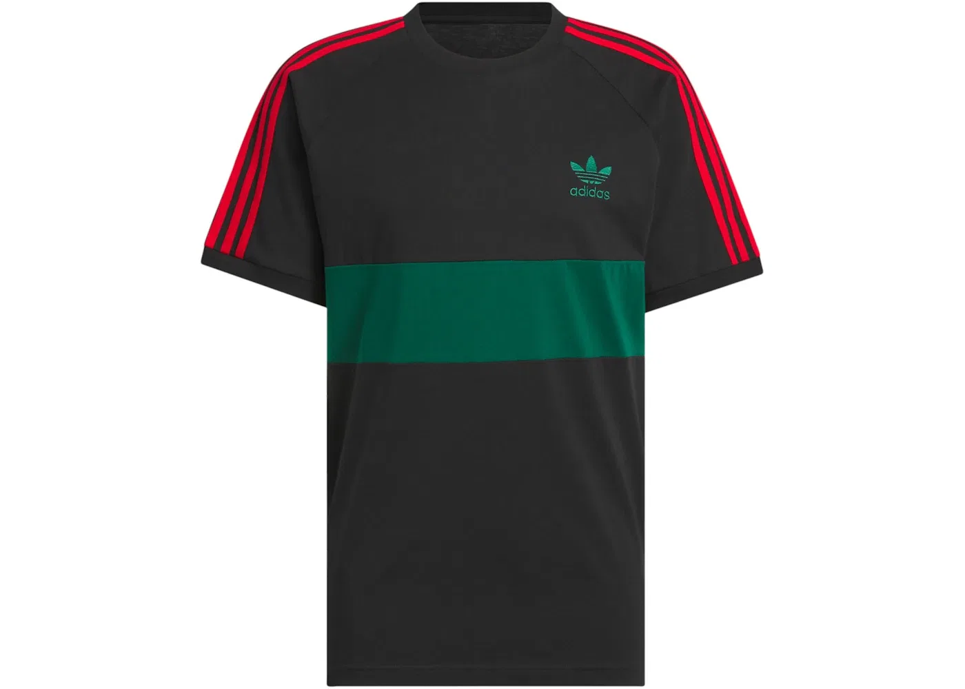 Мужская футболка с контрастными вставками Adidas Tee, Black Collegiate Green