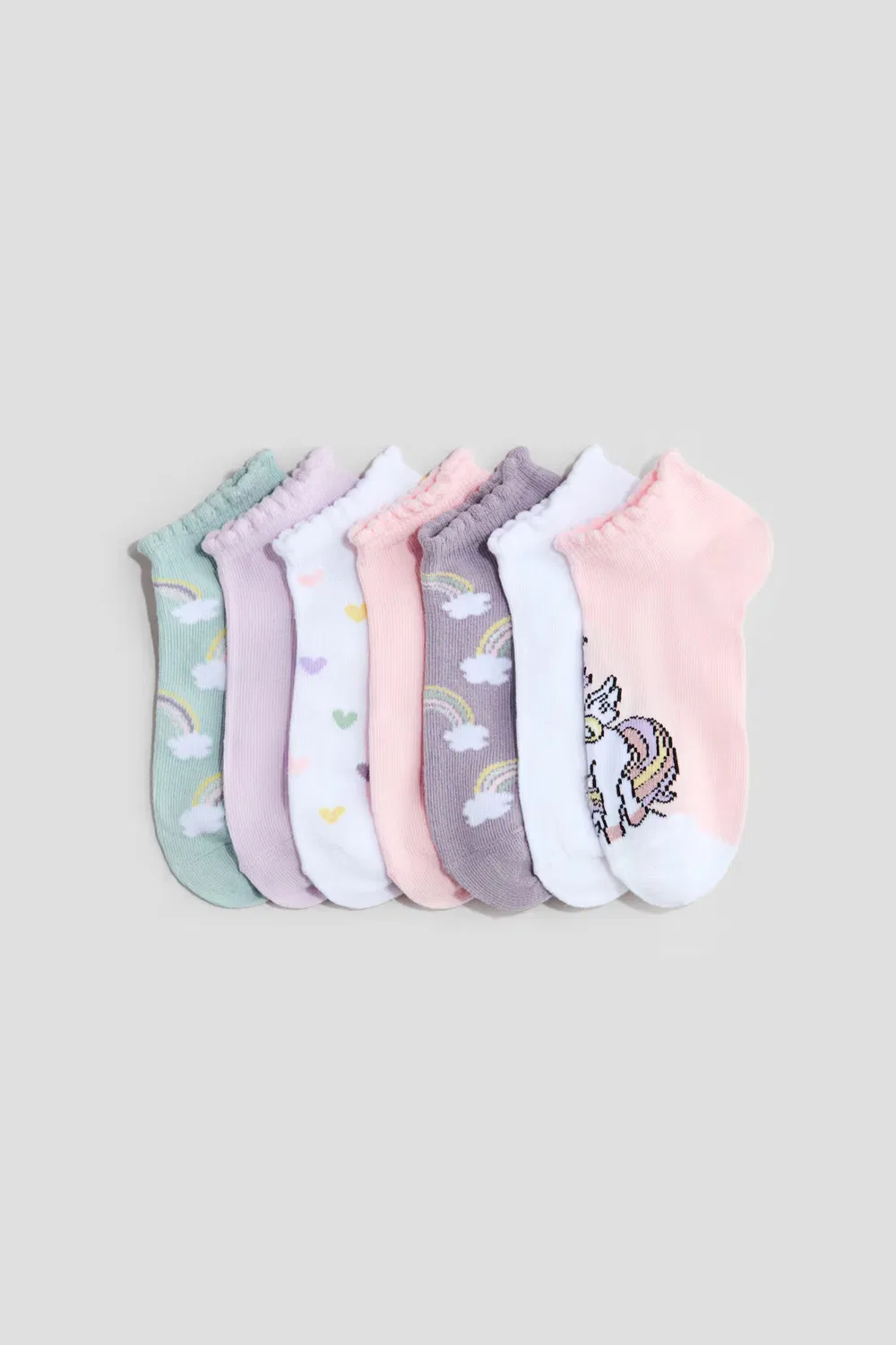 7 пар носков для кроссовок H&M, Türkis/Regenbögen