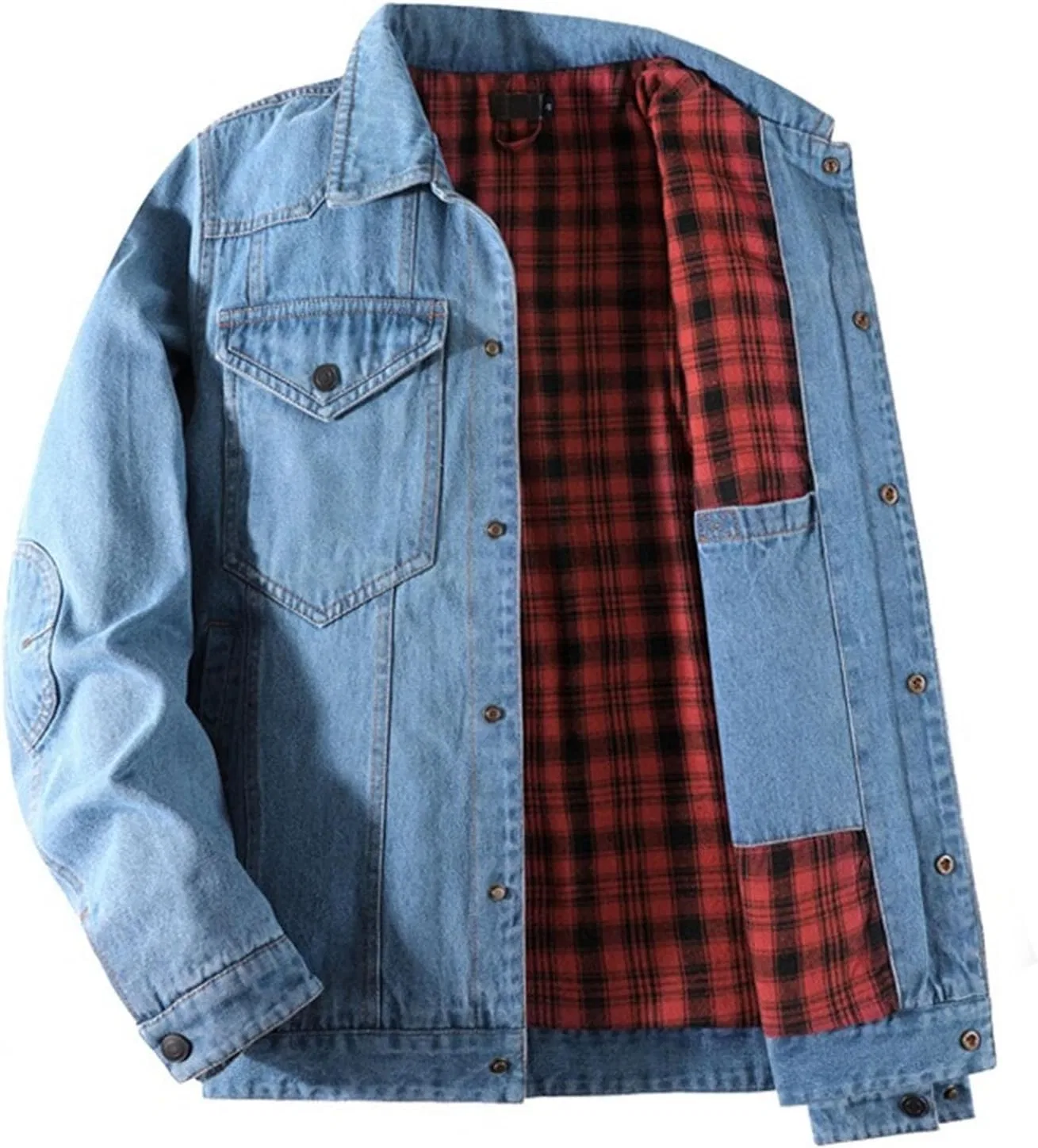 Мужская джинсовая куртка с фланелевой подкладкой, Vintage Cowboy Cut, светло-синий — фото 3