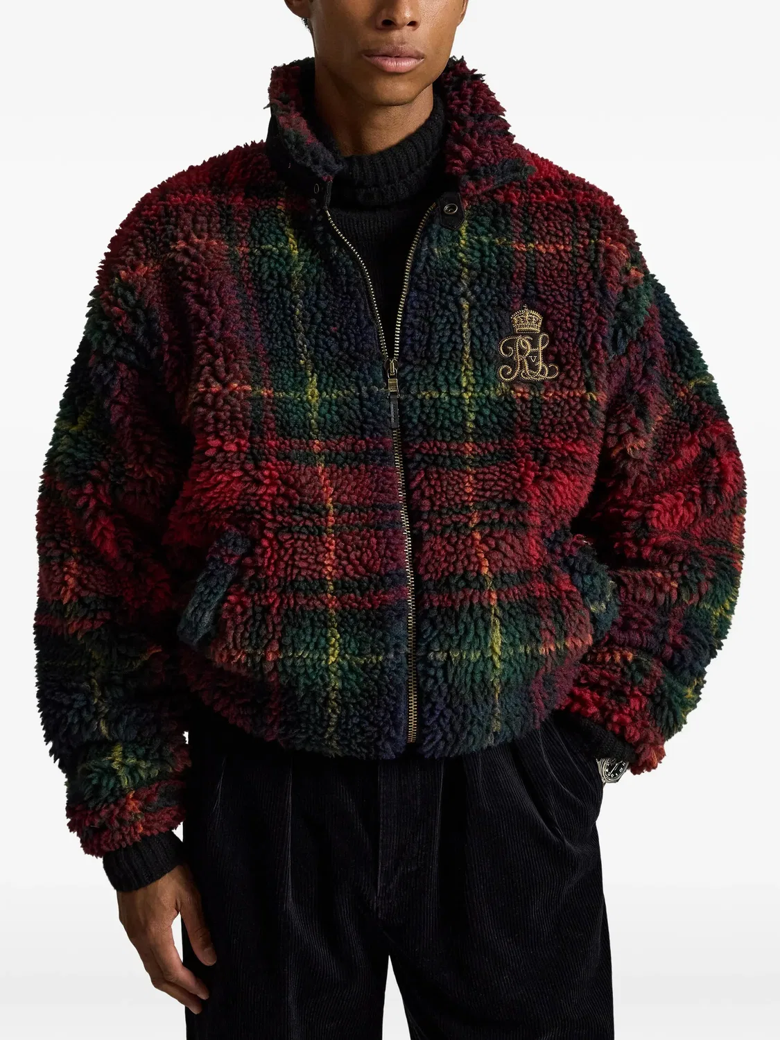 Флисовый свитер в красную тартан-клетку Polo Ralph Lauren, красный — фото 2