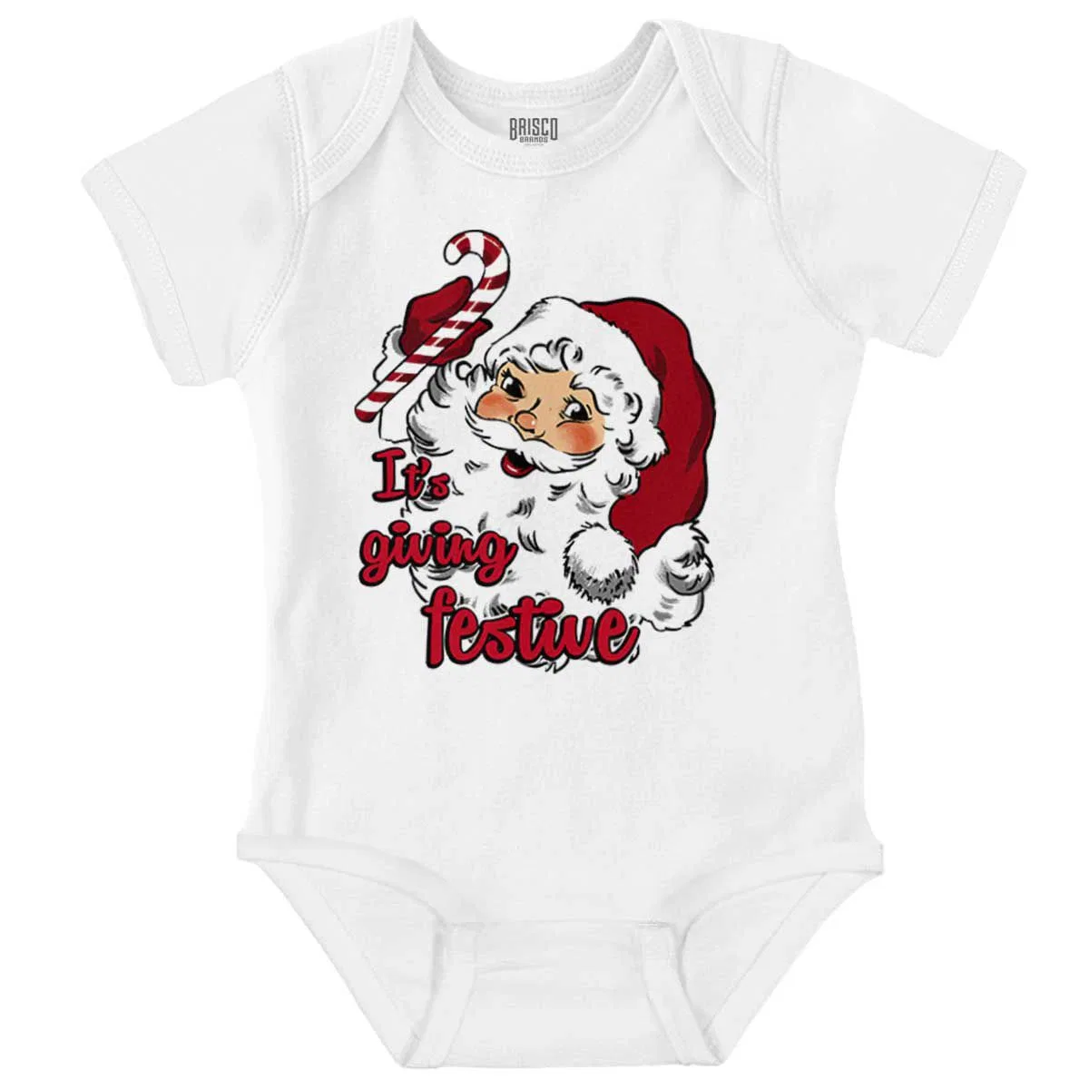 Детский боди-комбинезон с принтом Christmas Santa Its Giving Festive Brisco Brands, White
