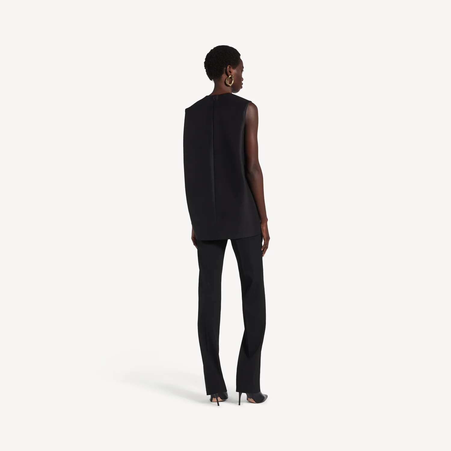BALENCIAGA Женское мини-платье кокон черного цвета — фото 4
