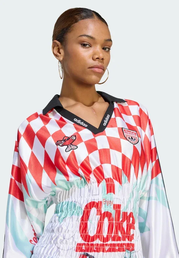 Футболка с длинными рукавами, сочетающая в себе элементы дизайна Adidas и Coca-cola Adidas Originals, белый/мультиколор — фото 3