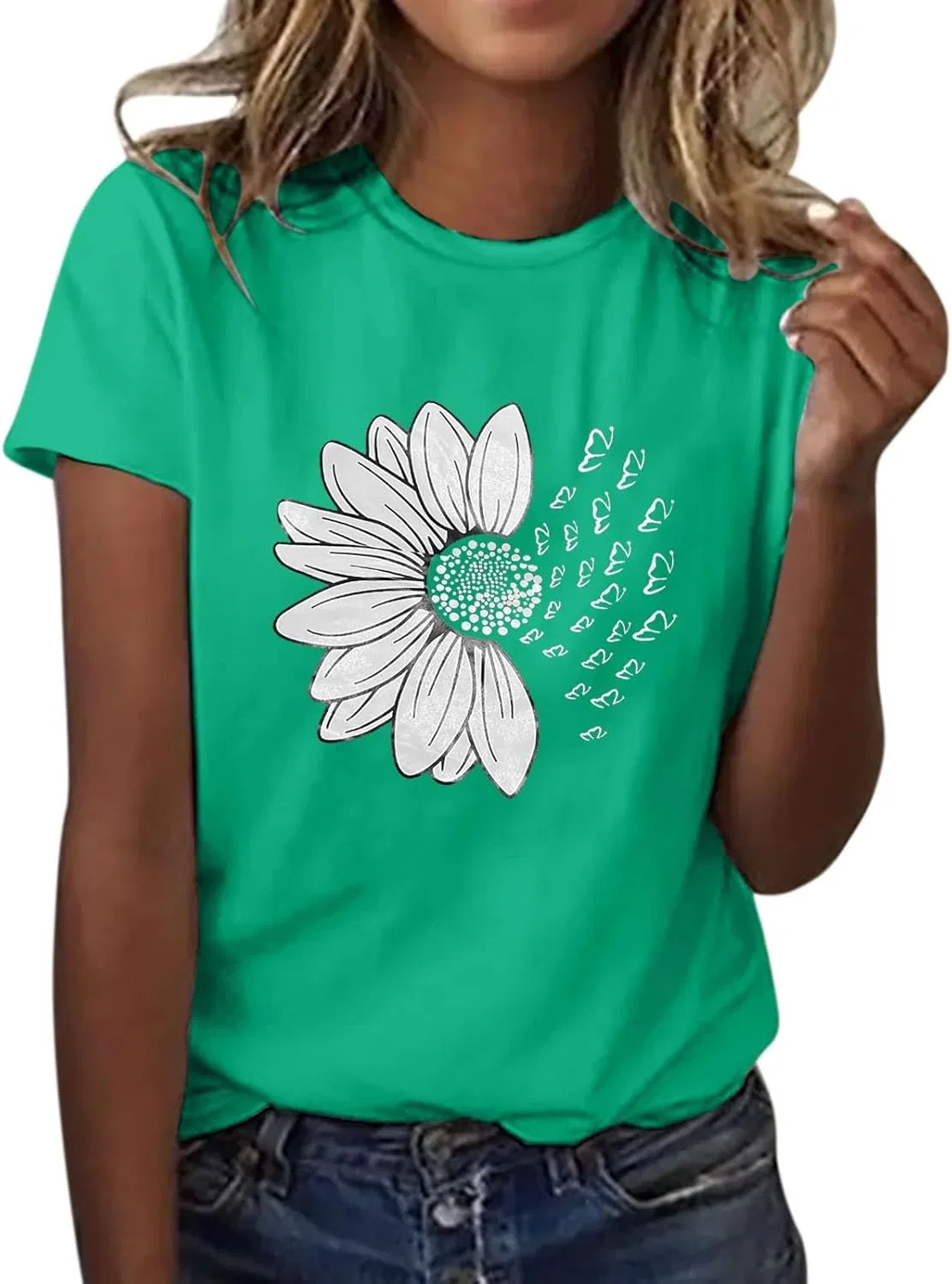 Женская футболка с подсолнухами оверсайз Cami Shirt, Green