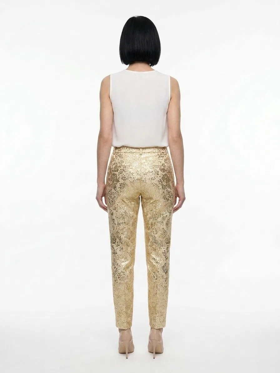 Женские брюки с блеском Gold Polyamide Dolce & Gabbana, Gold — фото 2