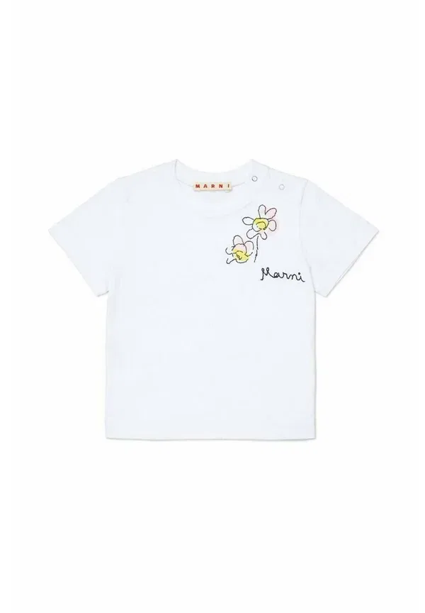 Футболка с вышивкой print t-shirt Marni белый