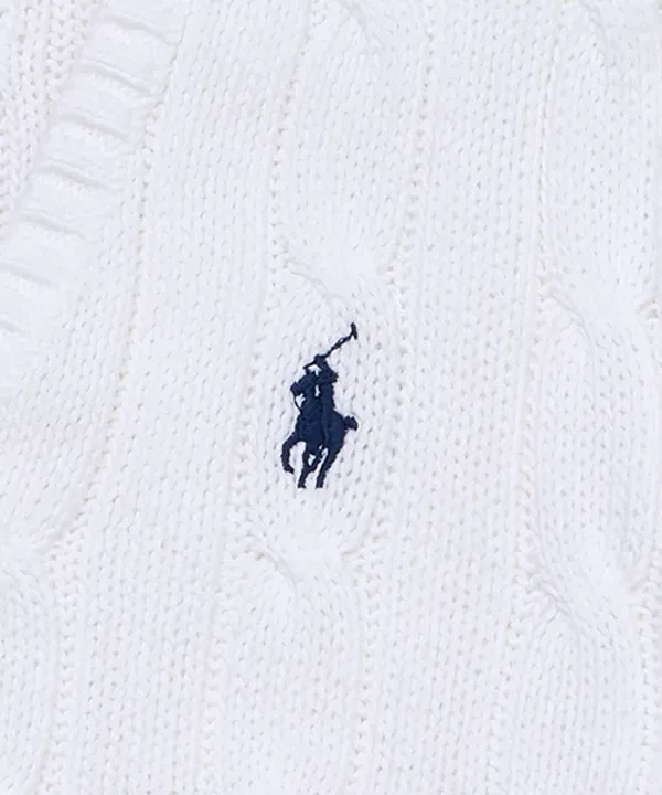 Свитер с V-образным вырезом, из хлопка, Polo Ralph Lauren, белый — фото 4