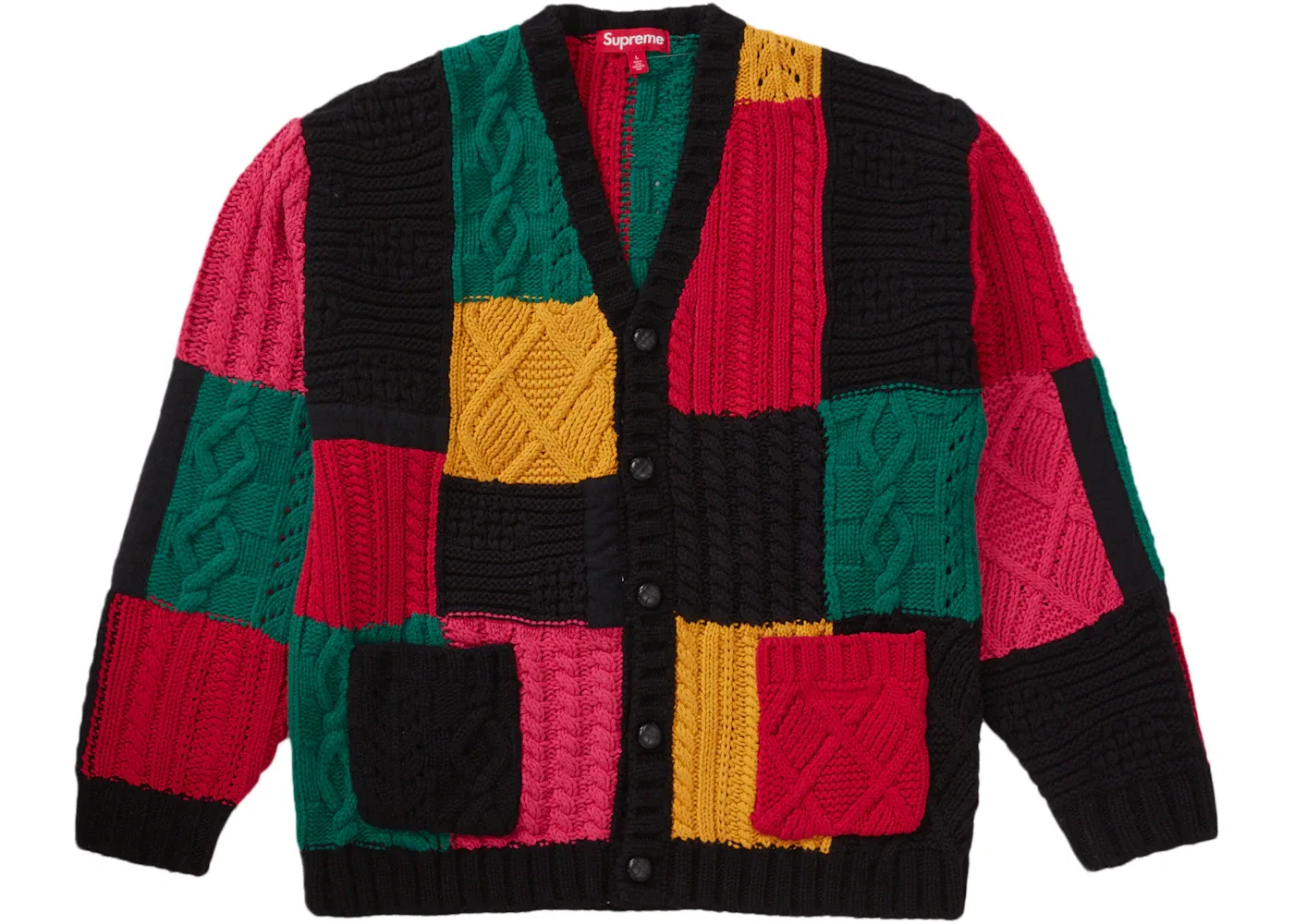 Мужской вязаный кардиган с patchwork Supreme Cardigan Black