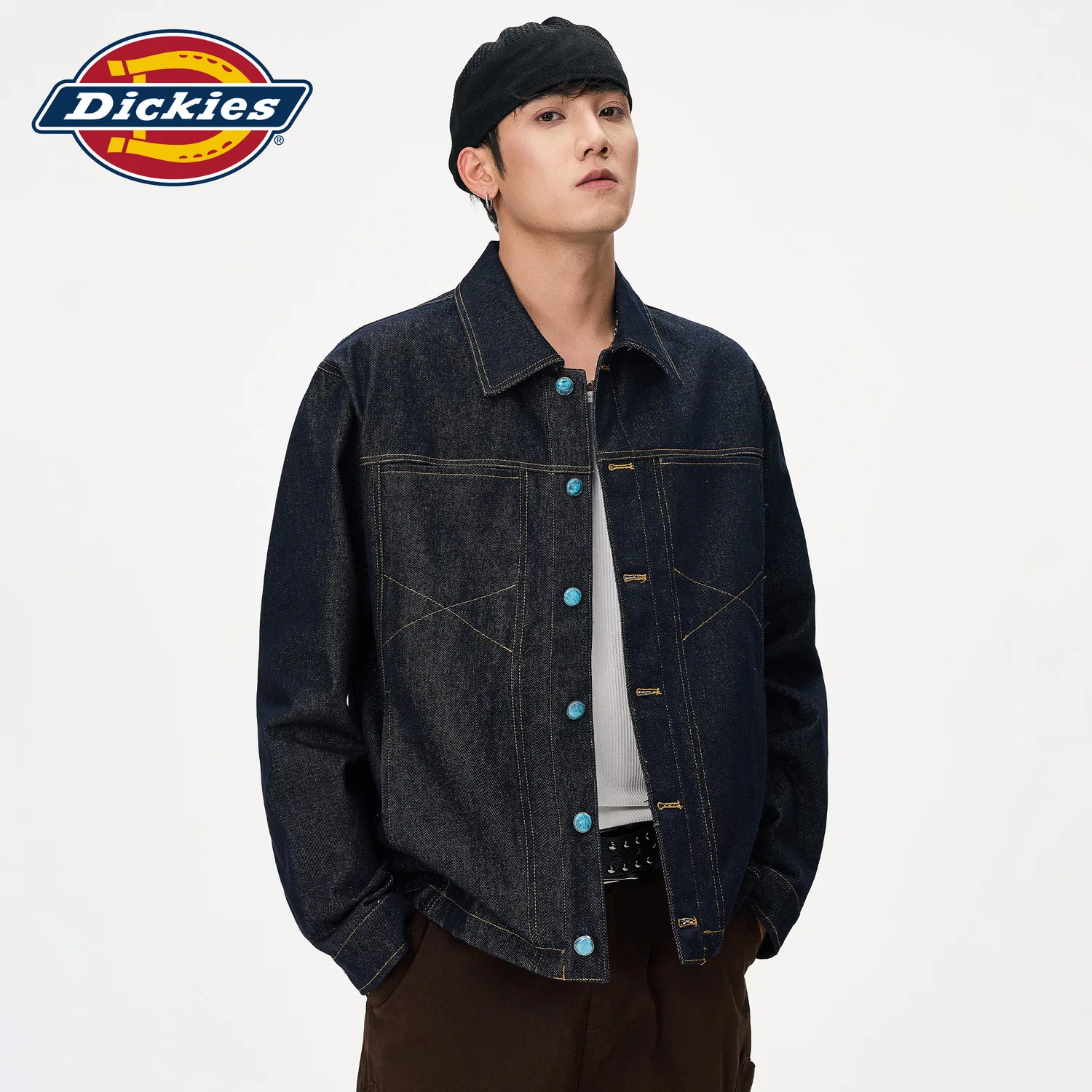 Детская джинсовая куртка прямого кроя Dickies, Denim Blue — фото 4