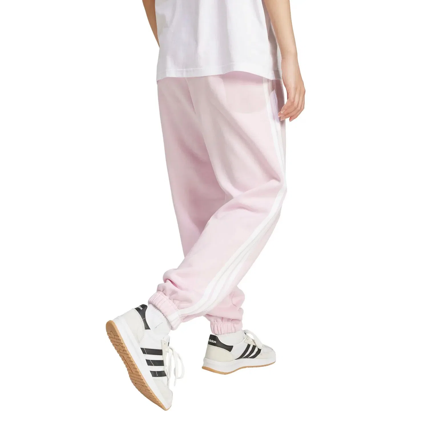 Женские спортивные штаны с тремя полосками adidas Essentials 3 stripes, Роза / Белый — фото 3