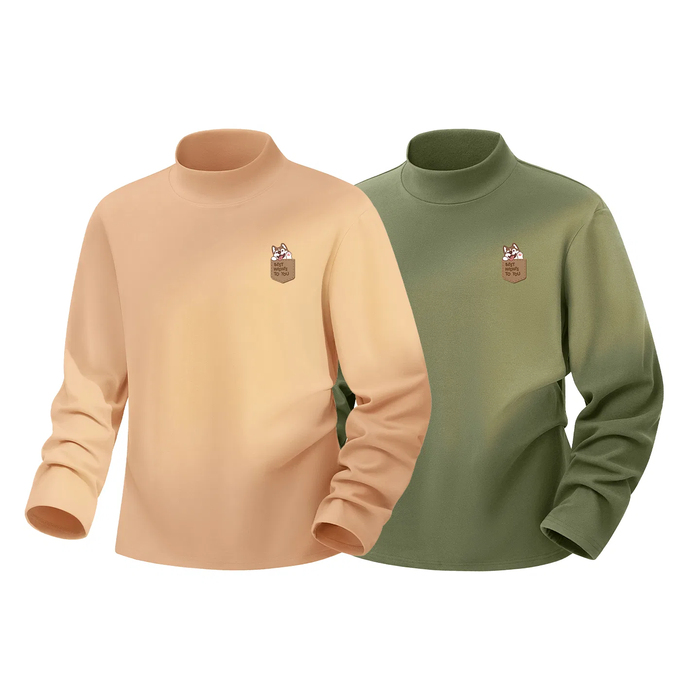 Детское футболка с длинным рукавом Tonlion, Цвет: Khaki+Military green