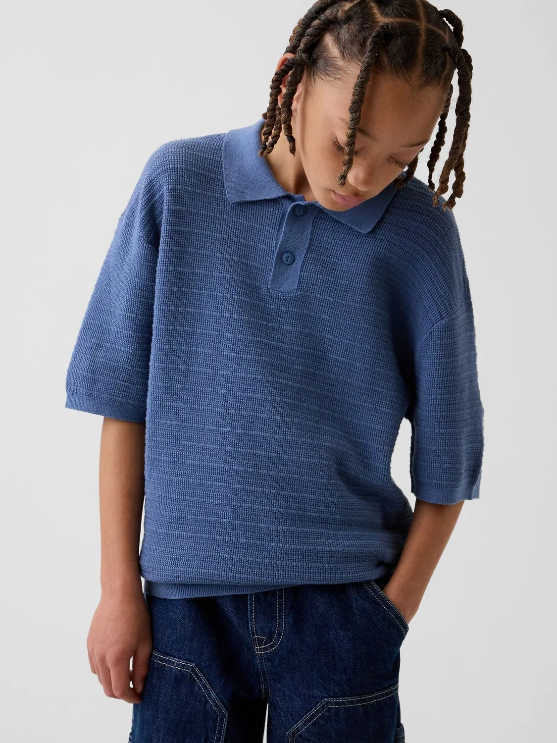 Джемпер поло Gap Relaxed Polo, синий