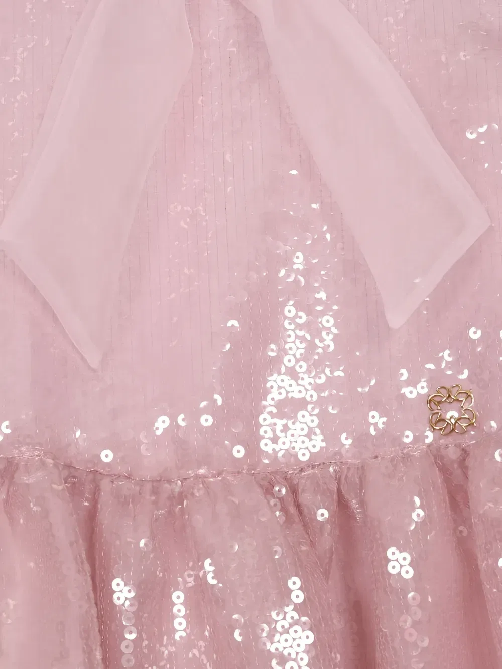 Платье декорированное пайетками и бантом Elie Saab Junior, розовый — фото 3