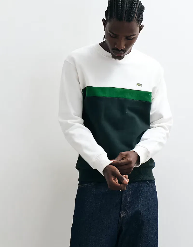 Свитшот цветоблочный Lacoste, зеленый