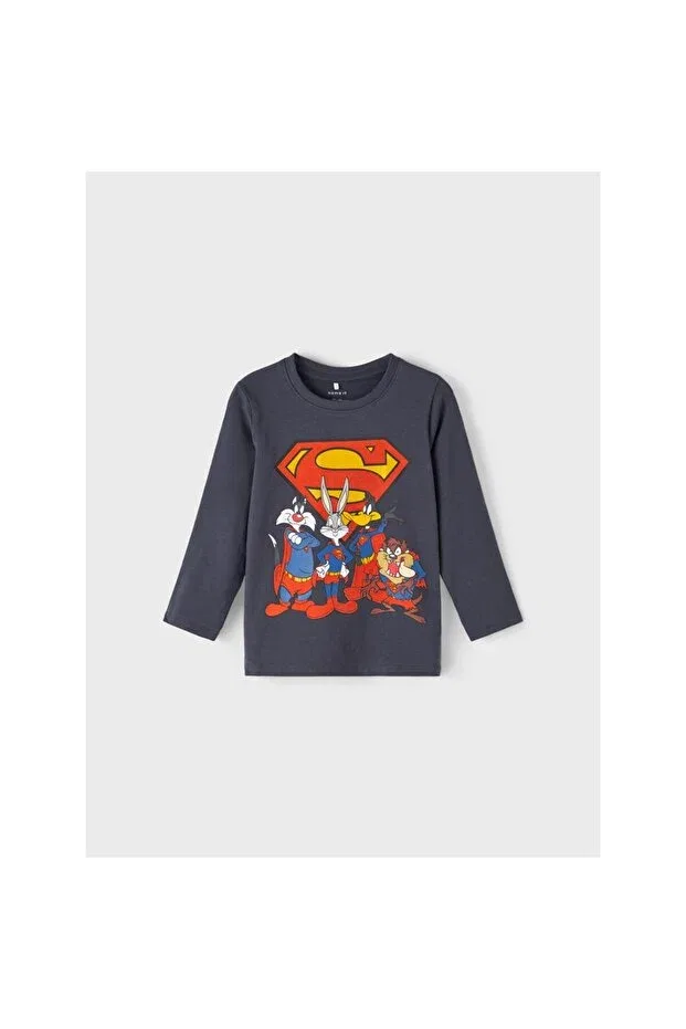 Детские свитшот для мальчиков с принтом Crew neck printed anthracite boy's sweatshirt13221181 Name It, Anthracite — фото 3