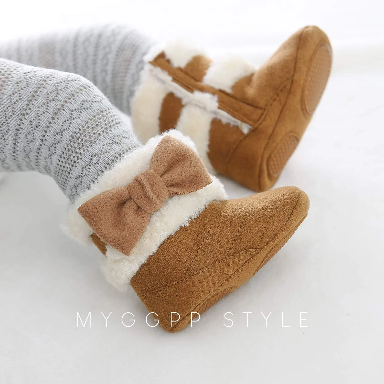 Детские зимние ботинки для девочек с пуговицей HsdsBebe, Brown — фото 4