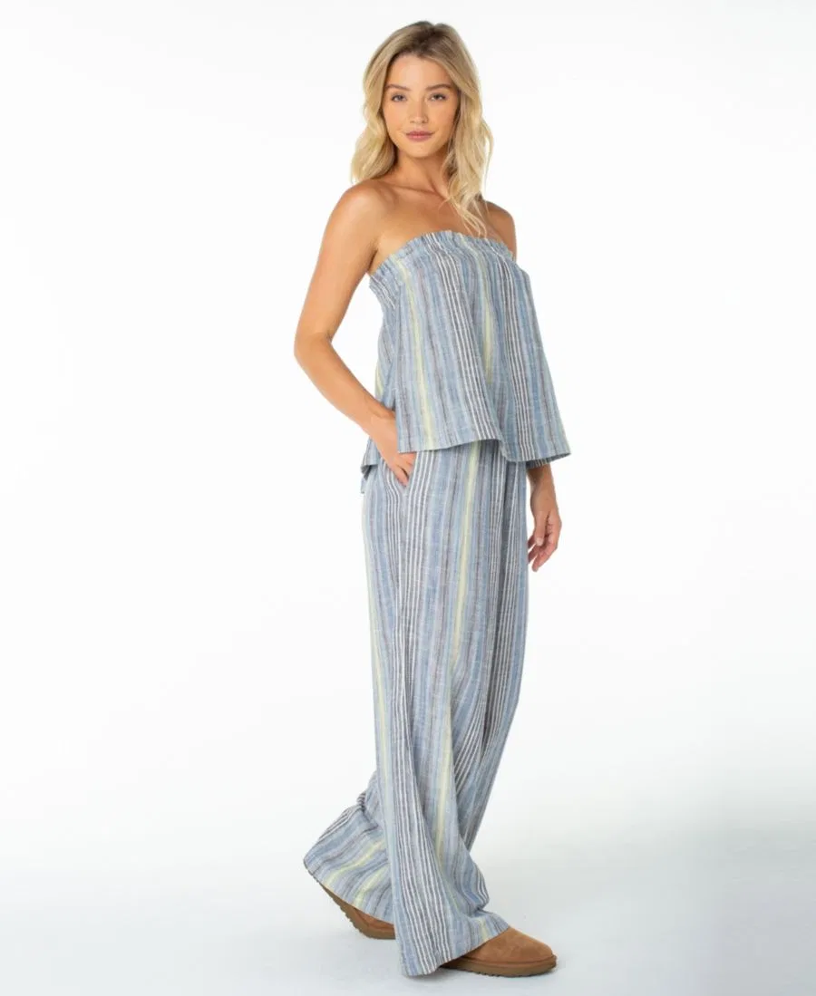 Топ без бретелек с рюшами на груди, модель Offshore Roxy, Mood Indigo Coastline Stripe — фото 3