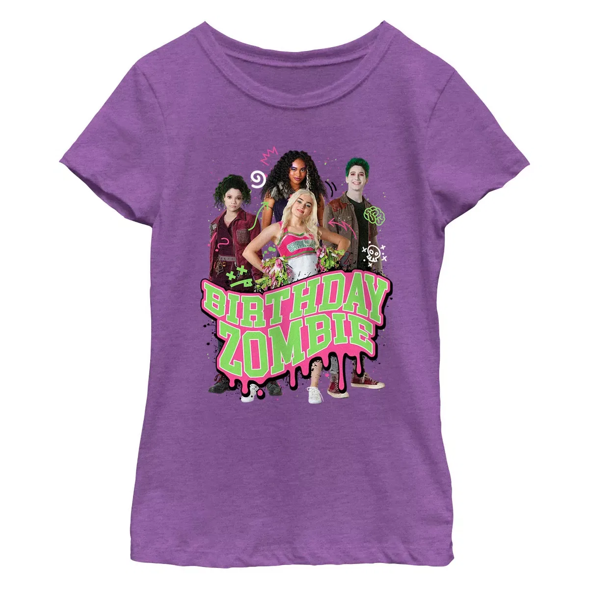 Детская футболка с принтом Z-O-M-B-I-E-S Birthday Team Disney, Purple Berry
