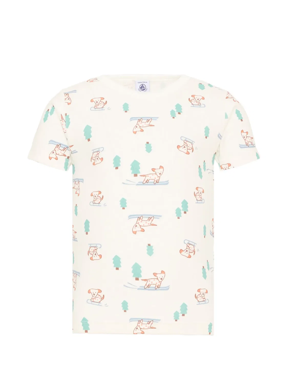 Комплект из двух футболок с графичным принтом Petit Bateau, нейтральные цвета — фото 2