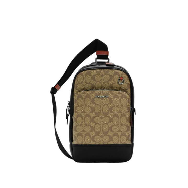 

Сумка Coach Outlet Graham In Colorblock Signature Canvas, бронзовый/хаки