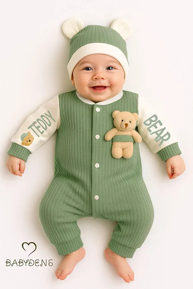 Детский комбинезон-утенок с принтом Teddy Bear Themed Jumpsuit Set Babyden'S, Green