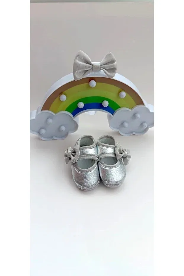 Детские пинетки для новорожденных с банданой Vavbaby, Silver — фото 2