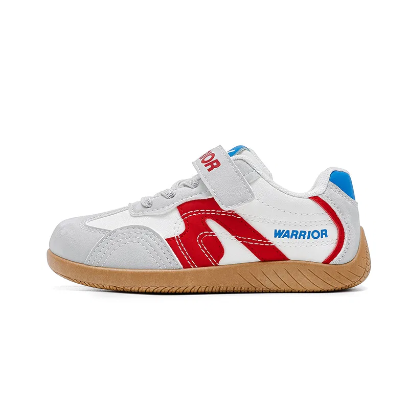 Детские повседневные кроссовки из синтетической кожи, White Gray Red, WARRIOR