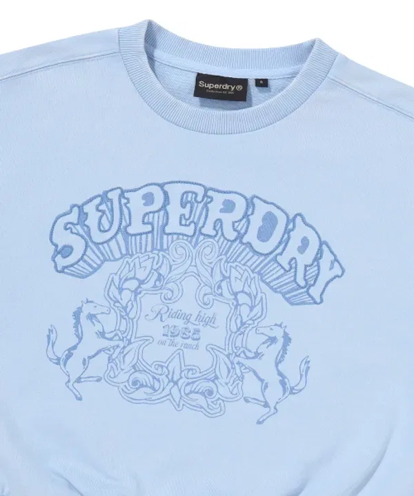 Свитшот женский в стиле винтаж, Superdry, голубой — фото 3