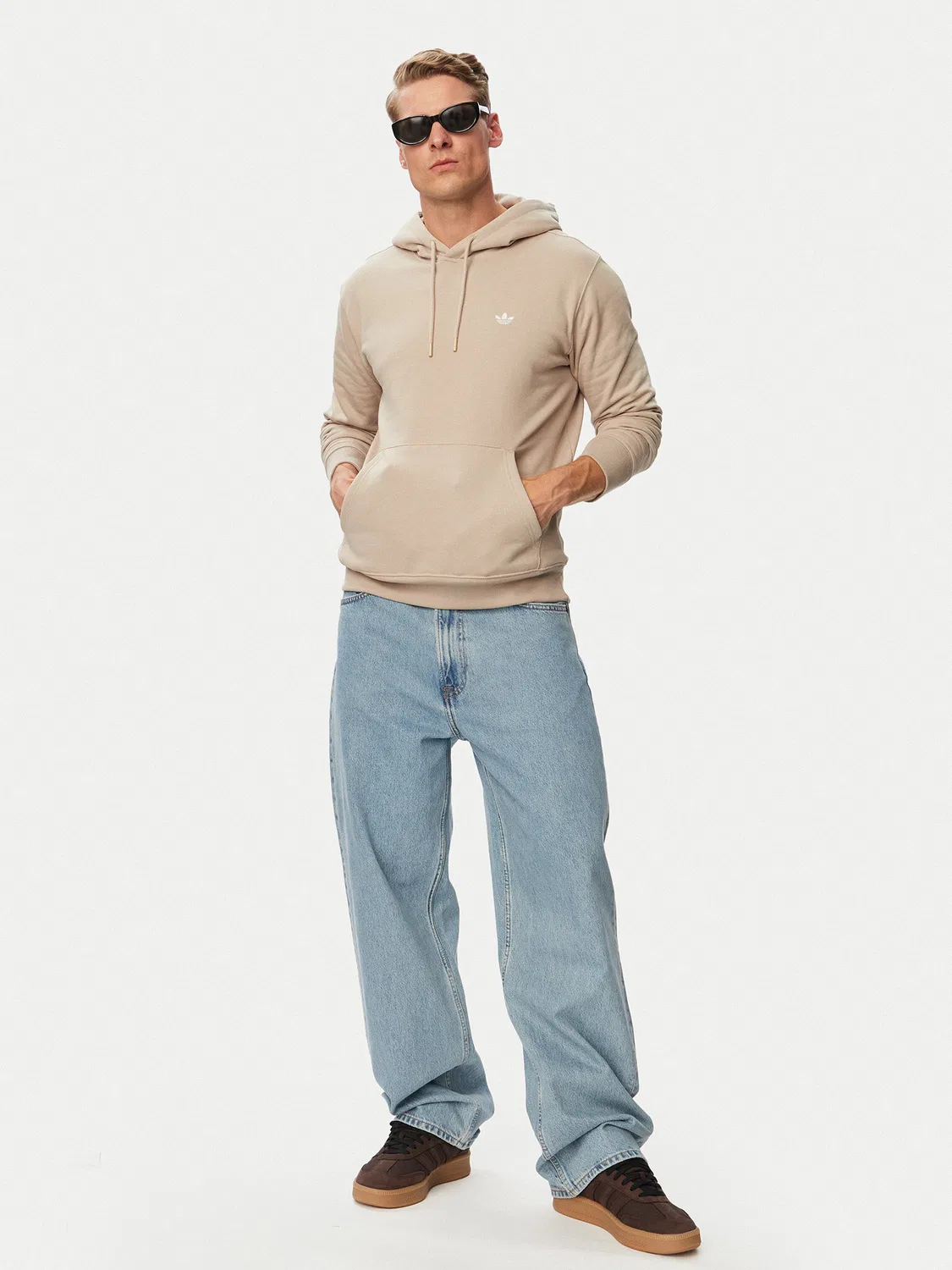 Мужская толстовка стандартного кроя Trefoil Essentials Adidas, светло-бежевый — фото 2