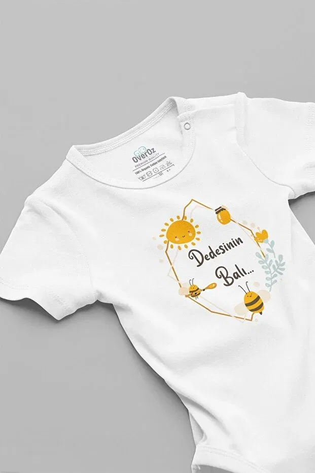 Детское боди для новорожденных с принтом Honey Printed Grandpa's Overoz, Ecru
