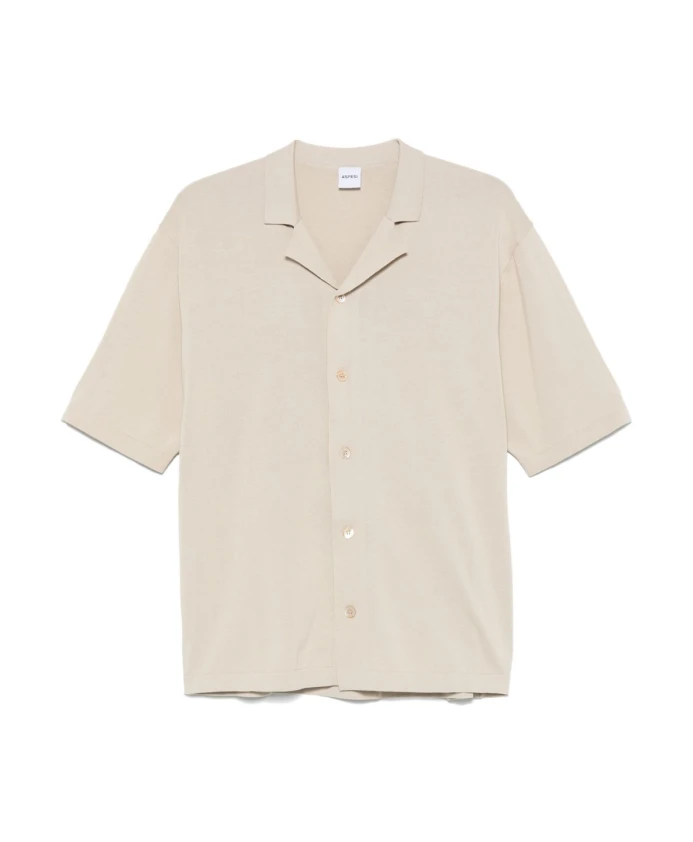

Бежевая рубашка с отложным воротником, короткие рукава. Aspesi, бежевый