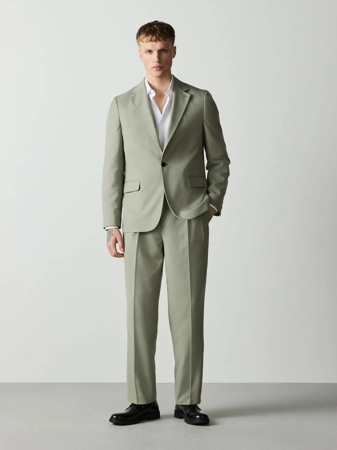 Пиджак свободного кроя текстурный Sage Green Next — фото 3