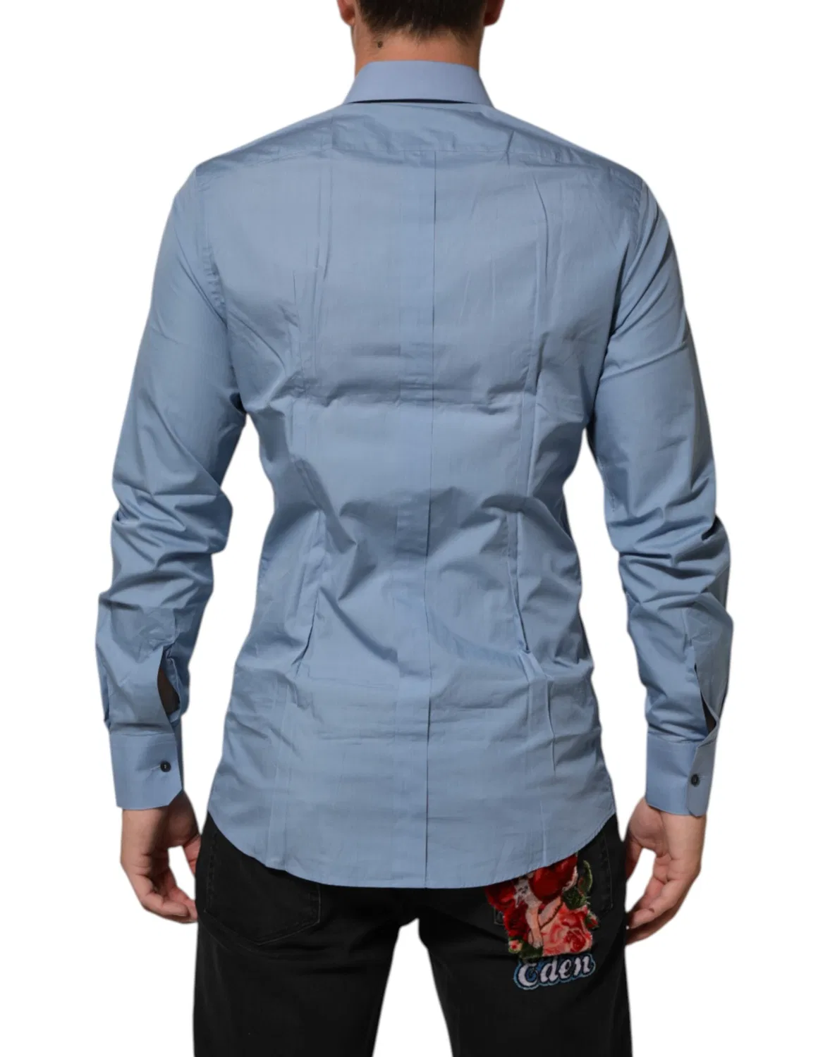 Мужская рубашка с длинным рукавом с логотипом Dolce & Gabbana, Light Blue — фото 4