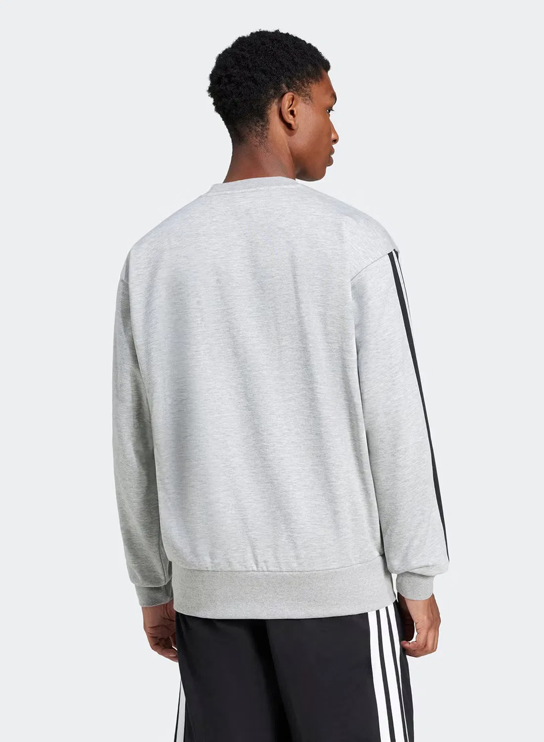 Свитшот с принтом 3-Stripes essential fleece Adidas, серый — фото 2