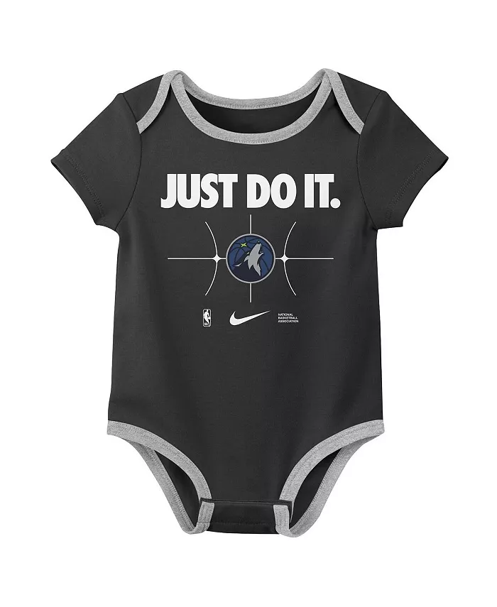 Новорожденный комплект из 2 боди Minnesota Timberwolves Just Do It в цвете Navy/Black Nike — фото 3