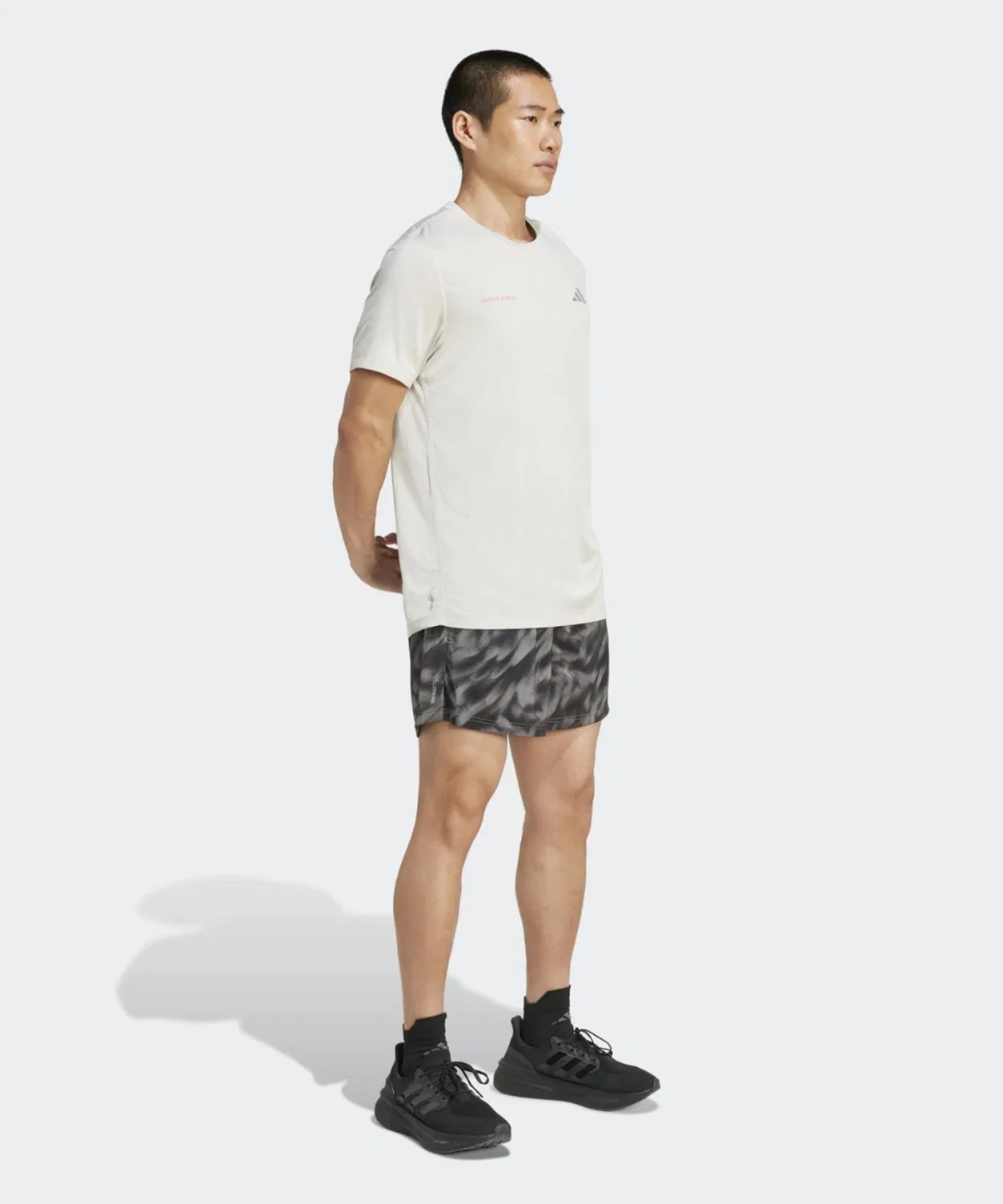 Мужская футболка с принтом Own the Run Melange Adidas, Серый — фото 3