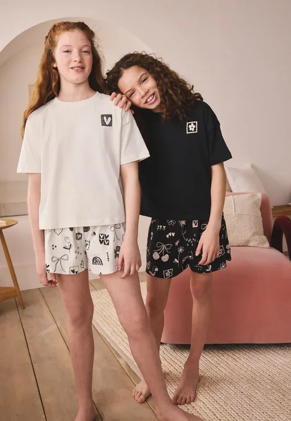 Пижамный набор, хлопок, Regular fit - 2 pack - pyjama set, Next, Monochrome print