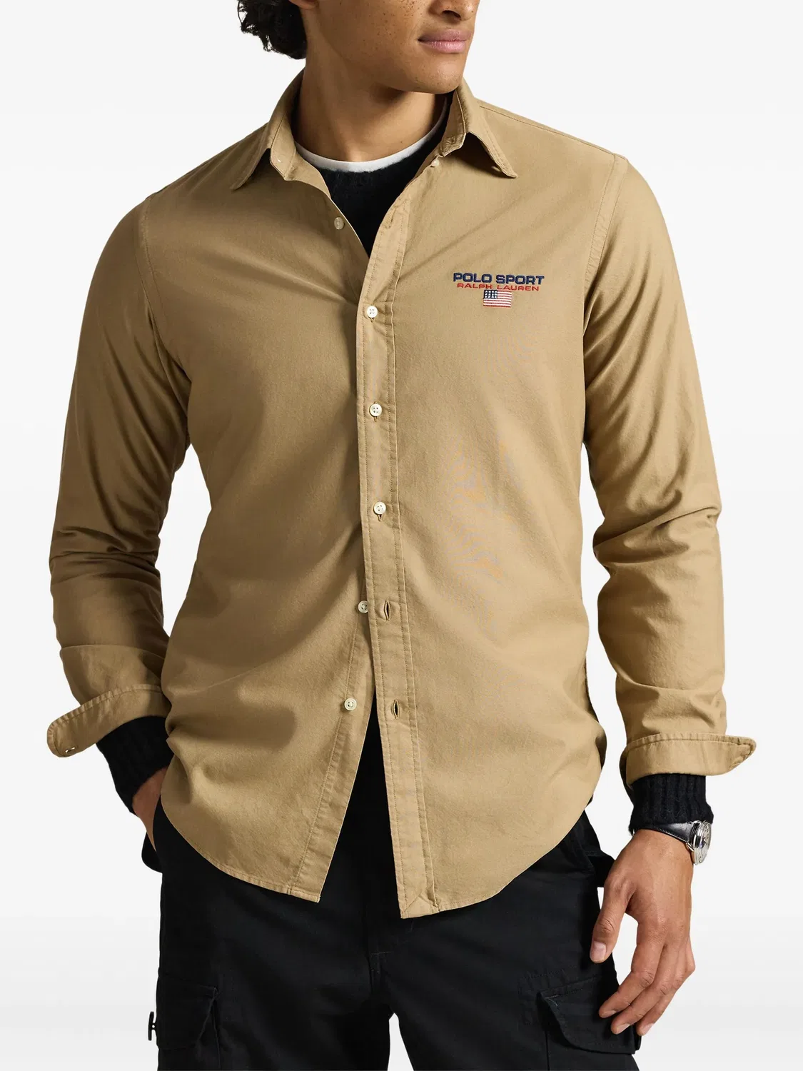 Polo Ralph Lauren Рубашка с длинным рукавом (нейтральные тона) — фото 4