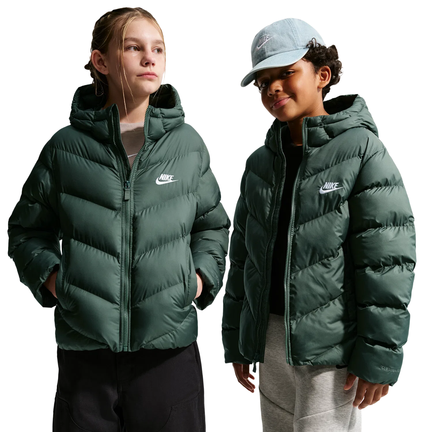 Детская куртка-пуховик для мальчиков с капюшоном Nike ADP Puffer, Camo Green/White — фото 3