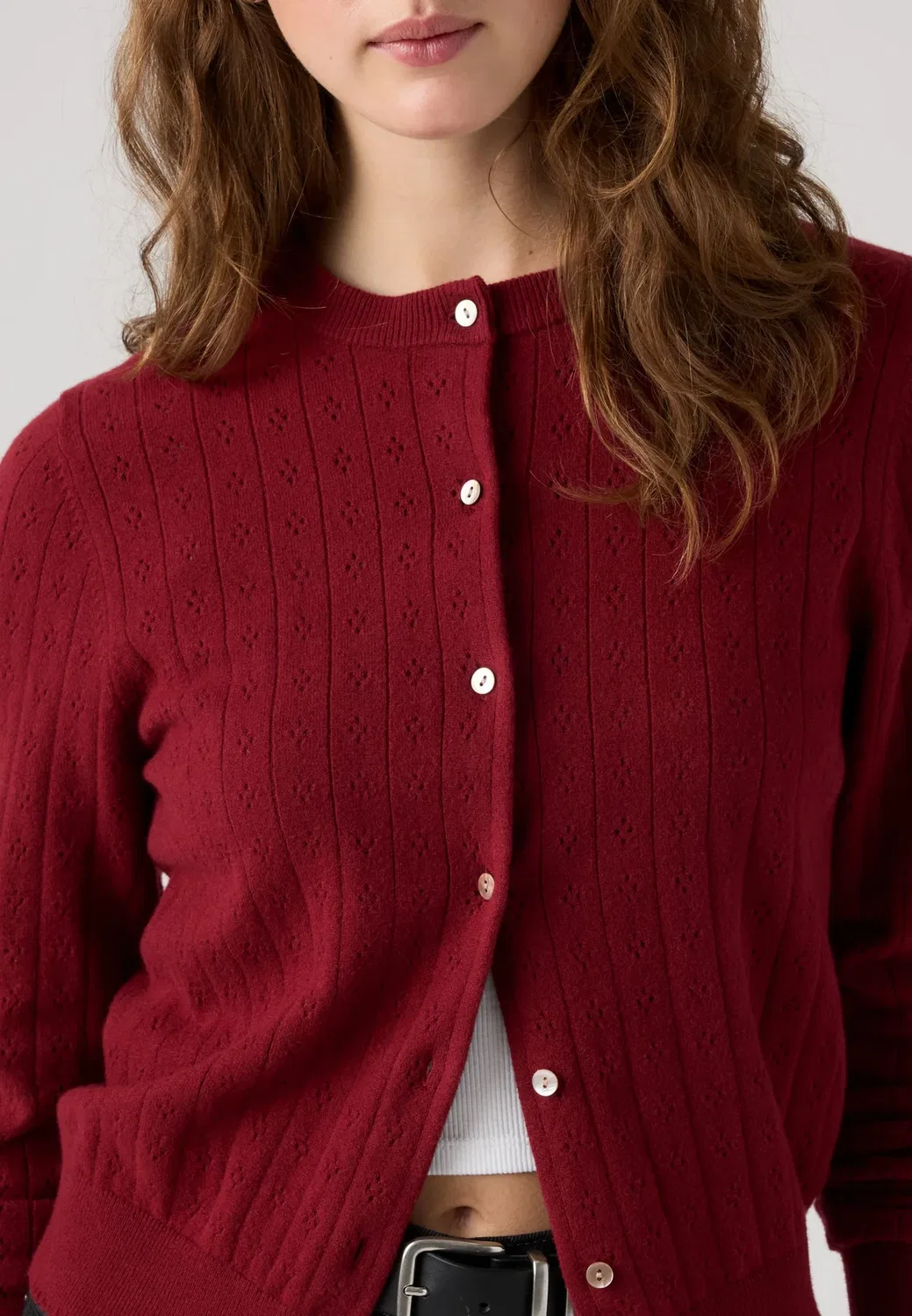 Очень мягкий кардиган с круглым вырезом, ажурной отделкой Levi'S, Warm Cabernet — фото 4