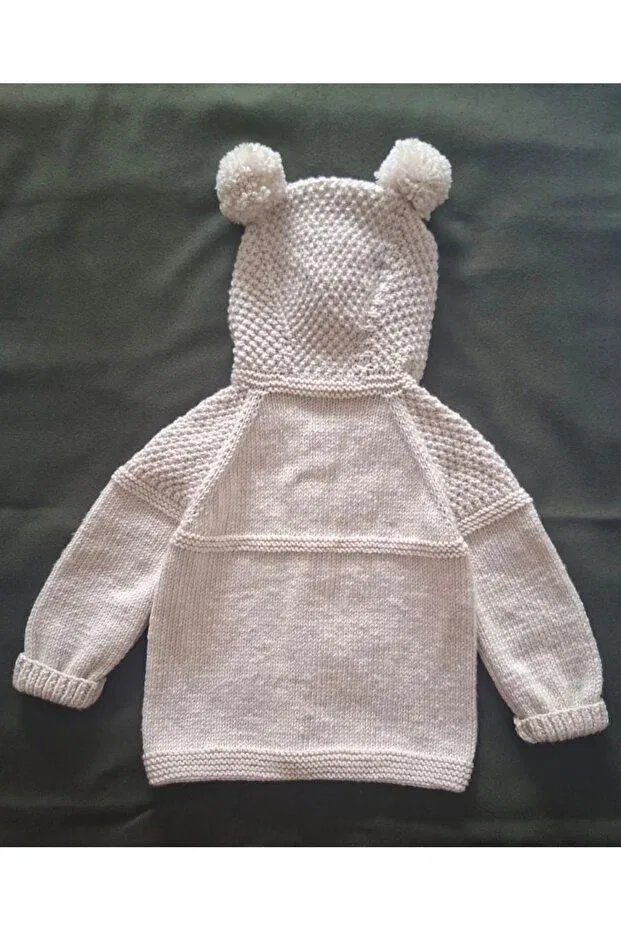 Детский кардиган с капюшоном Hand-Knitted beige unisex hooded baby cardigan Minohouse, Beige — фото 2