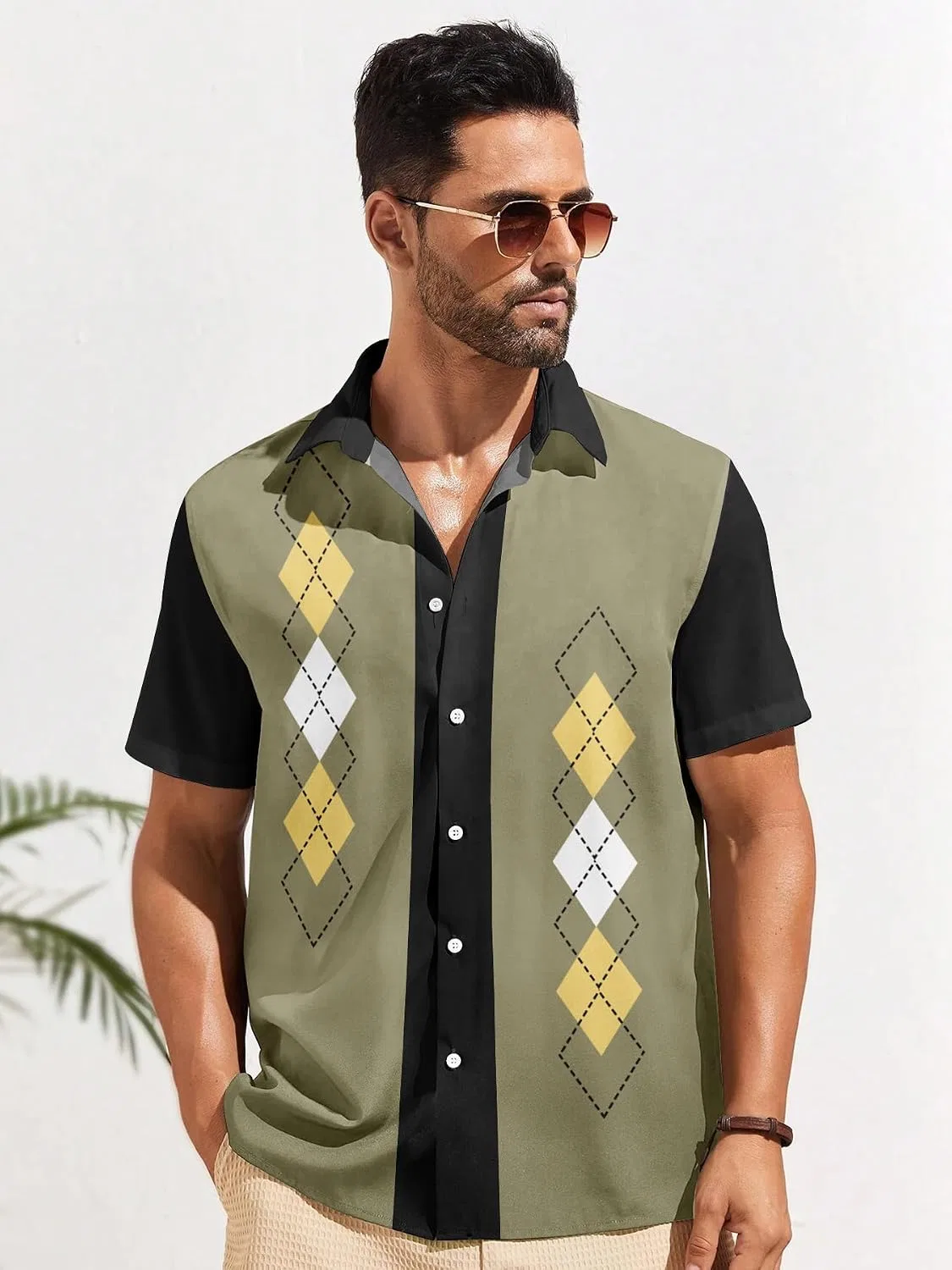 Мужская рубашка с принтом Vintage Hawaiian, мультиколор — фото 2