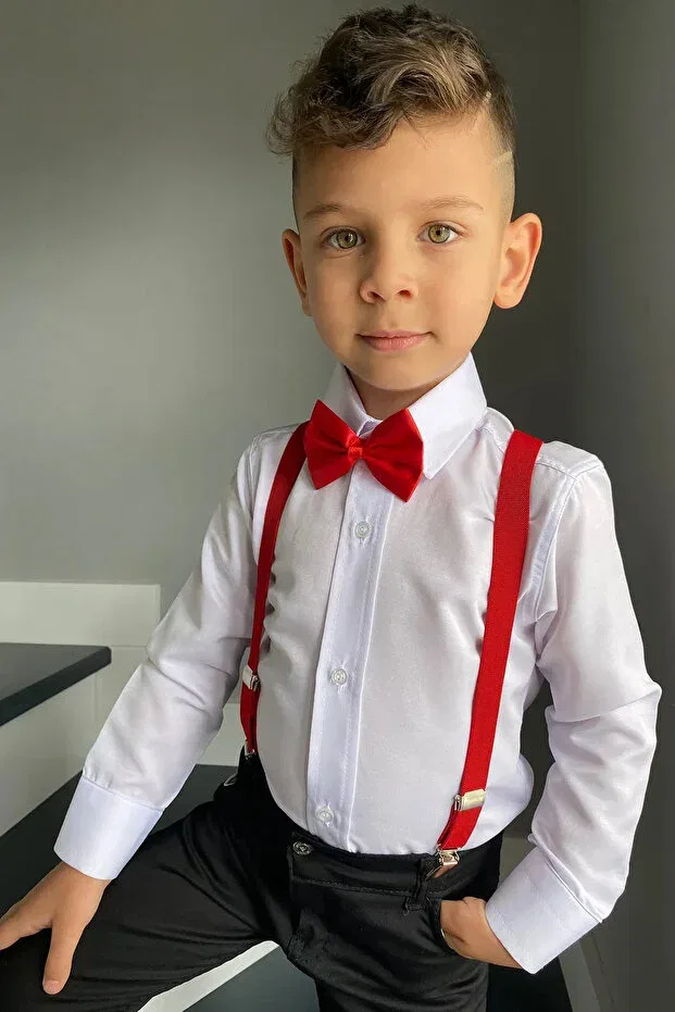 Детский комплект для мальчиков с длинным рукавом Noble Store, White Red