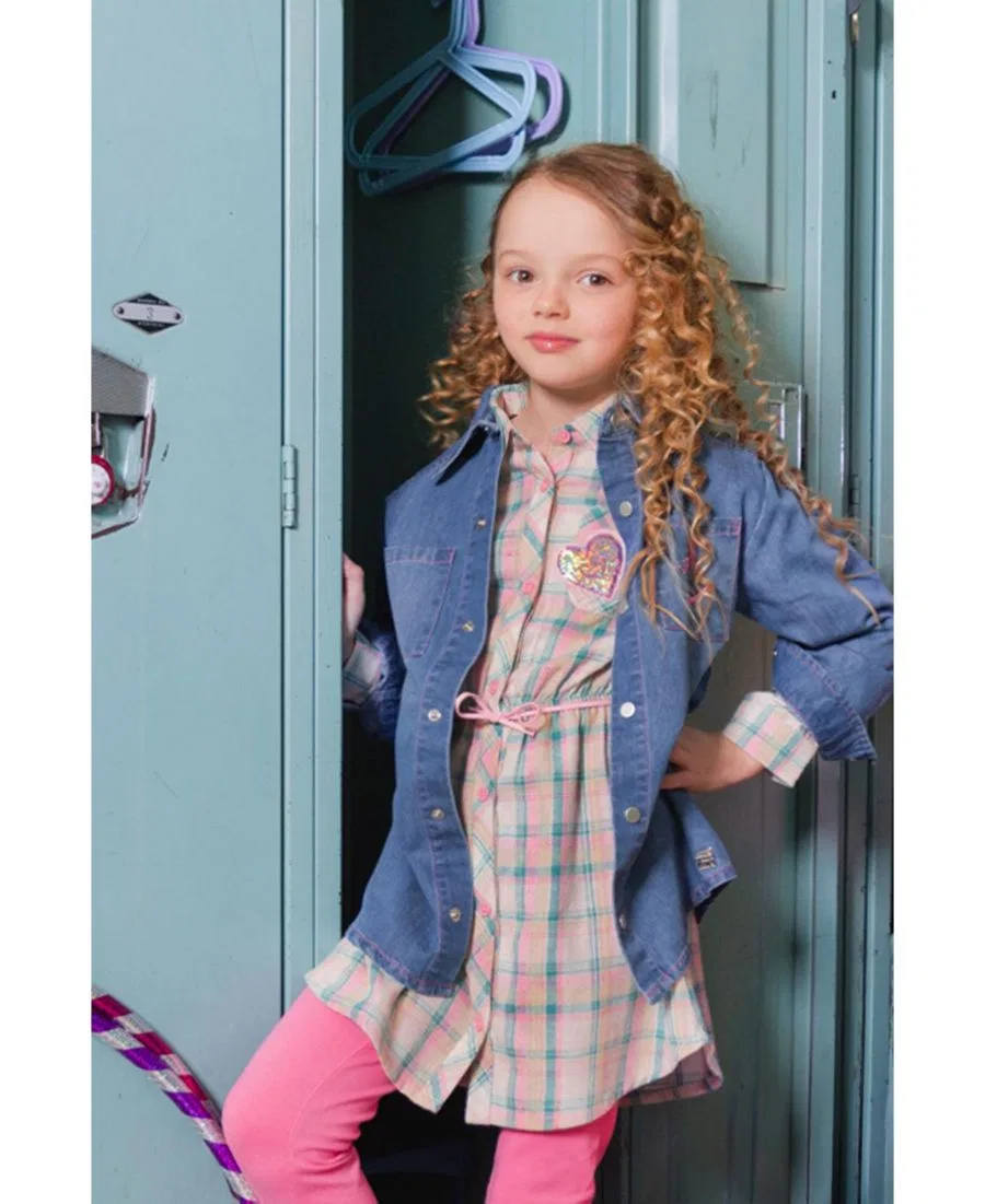 Джинсовая рубашка с принтом Ivy Kids Deux par Deux, Navy Blue Denim — фото 2