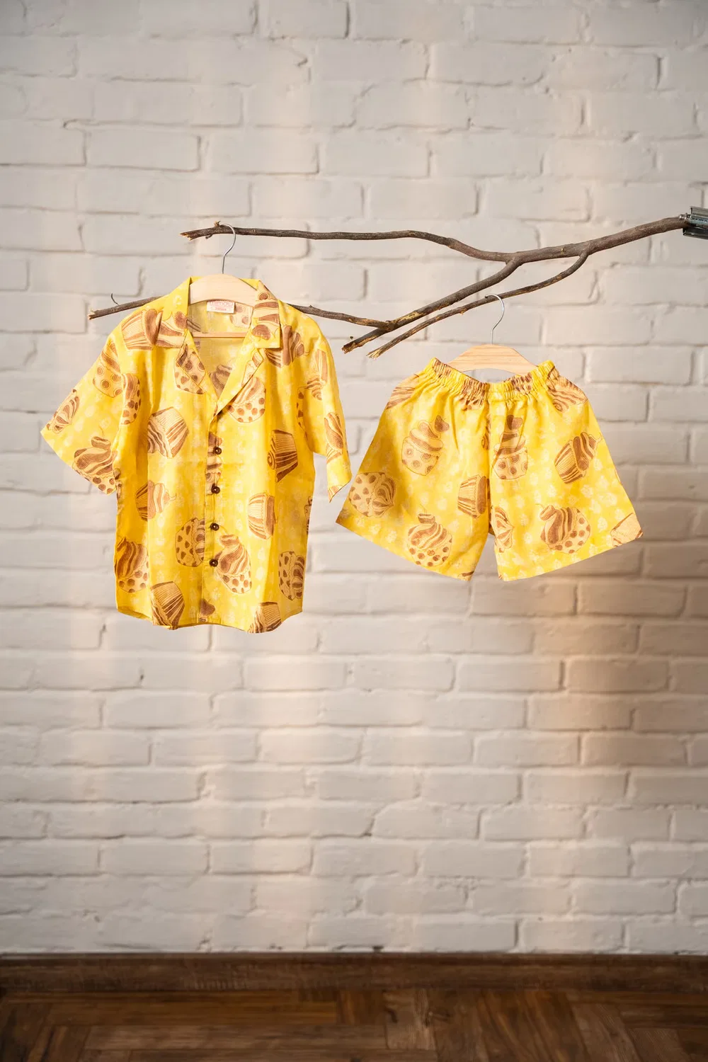 Комплект домашней одежды из органического хлопка Mini Cozy Mamma Mimos, желтый — фото 2